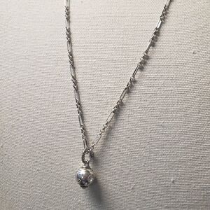Vintage Brighton Sphere Crystal Dangle Charm Beaded Silver Tone Ball 28"Necklace